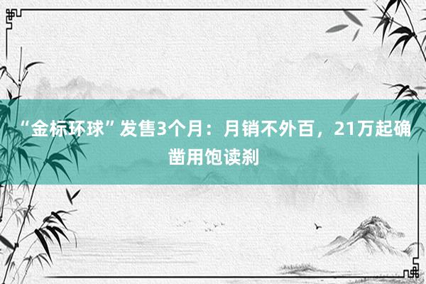 “金标环球”发售3个月：月销不外百，21万起确凿用饱读刹