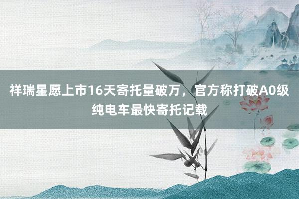 祥瑞星愿上市16天寄托量破万，官方称打破A0级纯电车最快寄托记载